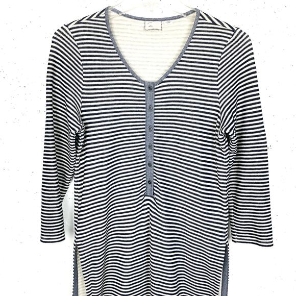 Anthropologie 9-H15 STCL Postmark Striped Henley Dress Split Tunic Stripe Medium - Picture 13 of 16